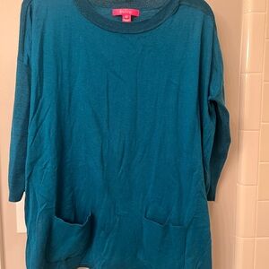 Teal Knit Sweater with Pockets